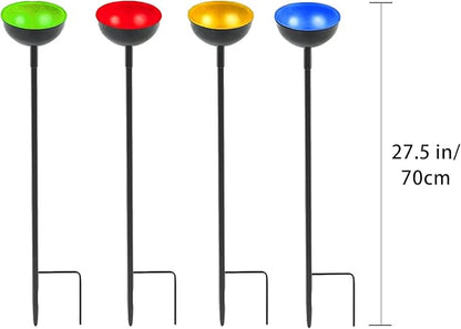 HLMOptimo 2 Packs/4 Packs Bee Watering Stations, Bee Cups for Garden, Bee Butterfly Water Station Bee Waterer, Metal Garden Stakes for Outdoor Garden Courtyard Decor (Yellow Blue Red and Green)