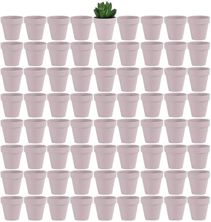 Yishang 72 pcs Small Mini Pink Clay Pots, 2.5'' Terracotta Pot Clay Ceramic Pottery Planter,Cactus Flower Terra Cotta Pots,Succulents Nursery Pots,with Drainage Hole,Great for Crafts,Wedding Favor