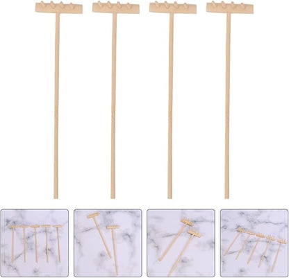EXCEART Mini Rake Set - 24 Pcs Miniature Sand Garden Tools for Zen Meditation - Bamboo Smooth Toolkit for Kids Sand Tray