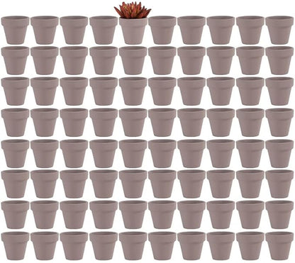 Yishang 2 inch Grey Small Terracotta Pots with Drainage Holes,Mini Clay Ceramic Pottery Planter,Cactus Flower Nursery Terra Cotta Pots, for Indoor/Outdoor Succulent Plants, Crafts(80 Pack)