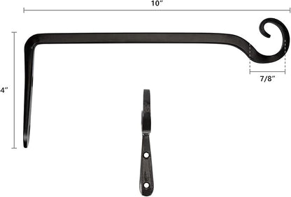 Mkono Hanging Plant Bracket 10 inch Metal Wall Plant Hook Decorative Plant Hanger for Bird Feeders, Planters, Lanterns, Wind Chimes, Home Decor Indoor Outdoor 4 Pack, Black