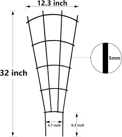 4 Pack 32'' Indoor Plant Trellis for Potted Plants Climbing Outdoor Metal Garden Trellis Houseplants Flowers Vine Ivy,Fan Shape, Black