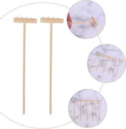 EXCEART Mini Rake Set - 24 Pcs Miniature Sand Garden Tools for Zen Meditation - Bamboo Smooth Toolkit for Kids Sand Tray