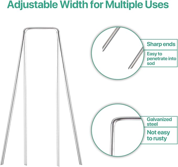 4 Inches Landscape Staples,Galvanized Garden Stakes Yard Stakes Garden Staples Prefect for Weed Barrier Fabric,11 Gauge Landscape pins for Tent,Balloons, Irrigation Tube. (100package, 4 inch)