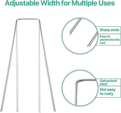 4 Inches Landscape Staples,Galvanized Garden Stakes Yard Stakes Garden Staples Prefect for Weed Barrier Fabric,11 Gauge Landscape pins for Tent,Balloons, Irrigation Tube. (100package, 4 inch)