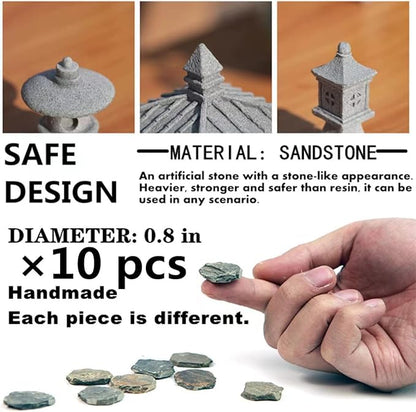 Miniature Fairy Garden Decoration Set,3 Japanese Lantern,10 Stepping Stone Mini Fairy Decor for Garden & Patio Micro Landscape Yard Bonsai Decoration