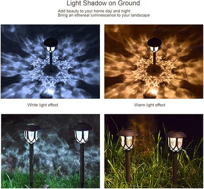 10 Pack Solar Lights Outdoor Decorative, Solar Pathway Lights Outdoor, Solar Powered Garden Yard Lights for Walkway Sidewalk Driveway. (Black, Cool White)