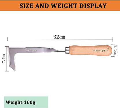 SHANFEEK Crack Weeder Weed Remover Tool for Garden Yard Weed Puller Hoe Gardening Tools Stainless Steel One-Piece Molding(L-Type)