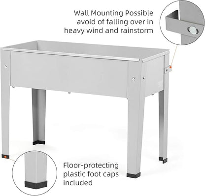Metal Raised Garden Bed,Raised Planter Box with Legs,Herbs and Vegetables Planter Suitable for Outdoor Patio Deck and Porch (Mini Gray)