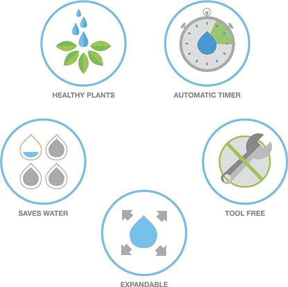 Raindrip R560DP Automatic Drip Irrigation Watering Kit with Customizable Timer for Containers and Hanging Baskets, Waters up to 20 Plants, Includes 20 PC Drippers, Black