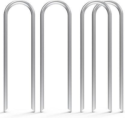 MySit 100 Pack 6 Inch Garden Stakes Heavy Duty 11 Gauge Galvanized Yard Staples U Pegs Fences Drip Irrigation Securing Stakes 1/2-Inch to 1-5/8-Inch Loop Stake for Anchoring Lawn Drippers Soaker Hose