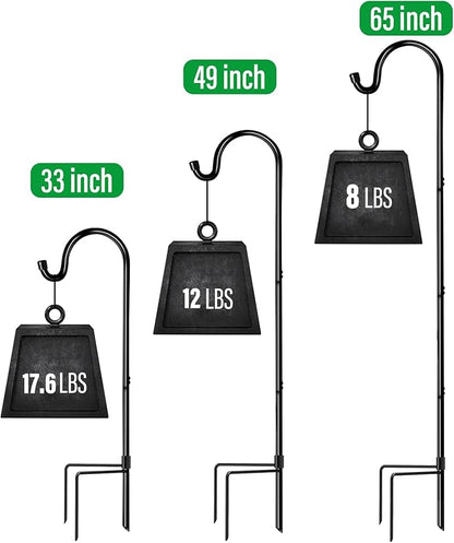 GOFORWILD Shepherd Hooks 2 Pack Adjustable, 49 inches Tall, Premium Metal Garden Hook for Outdoor, Hanging Plant, Solar Lights, Lanterns, Bird Feeders, and Wedding Decor, 7013