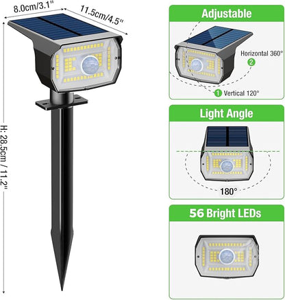 nipify 12 Pack Solar Spot Lights Outdoor Motion Sensor with 3 Modes,Solar Spotlights Outdoor Waterproof 2-in-1 Auto On/Off Solar Landscape Lighting for Outside Yard Wall Garden Pathway, Warm White