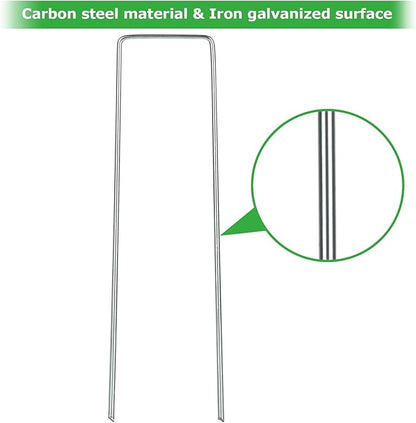 DAJAVE 200 Pack Landscape Staples 6 Inch, 11 Gauge Stakes Galvanized Garden Stakes, U-Shaped Garden Ground Stakes for Landscaping Barrier Fabric Irrigation Hoses Fixed Fences and Tents