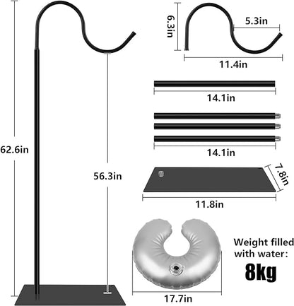 Hummingbird Feeder Stand, Adjustable 20-63 Inch Shepherds Hook for Outdoor Indoor, Bird Feeder Pole with Base & Water Weight Bag for Wind Chimes, Hanging Plants(Hummingbird Feeders Not Include)