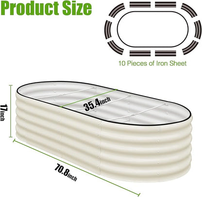 SnugNiture Galvanized Raised Garden Bed, 6x3x1.5ft Oval Metal Planter Box for Planting Outdoor Plants Vegetables