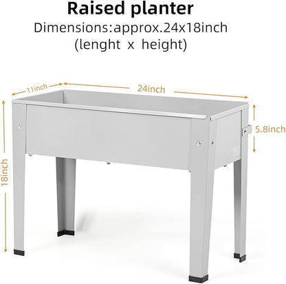 Metal Raised Garden Bed,Raised Planter Box with Legs,Herbs and Vegetables Planter Suitable for Outdoor Patio Deck and Porch (Mini Gray)