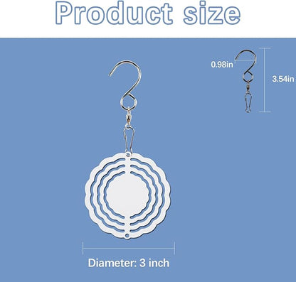 20 Pcs Sublimation Wind Spinner Blanks 3 Inch Bulk Aluminum Metal Ornaments Sublimation Blanks Products Heat Transfer Outdoor Garden Christmas Trees Decoration Sublimation Blank Wind Spinners
