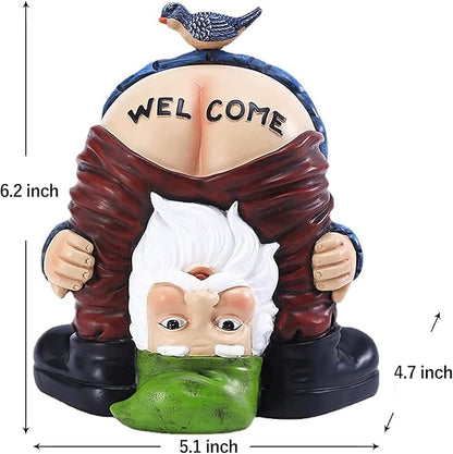 Garden Gnomes Outdoor Funny Welcome Gnomes Outdoor Statue Garden Gnome Figurine for Lawn Patio Yard Decoration Christmas Garden Gifts