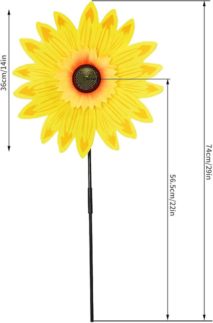 6pcs Sunflower Lawn Pinwheels Wind Spinners Large Windmill Pinwheel for Garden,Yard, Party Outdoor Decor (Sunflower Pinwheels)