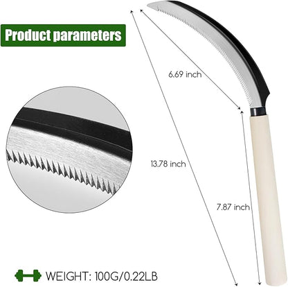 Sod Cutter Japanese Weeding Sickle, Japanese Weeding Tool with Sawtooth, Hand Sickle Weeding Tools for Garden, Hand Hoe Garden Tool, Light Serration, Stainless Steel Blade, Sharp
