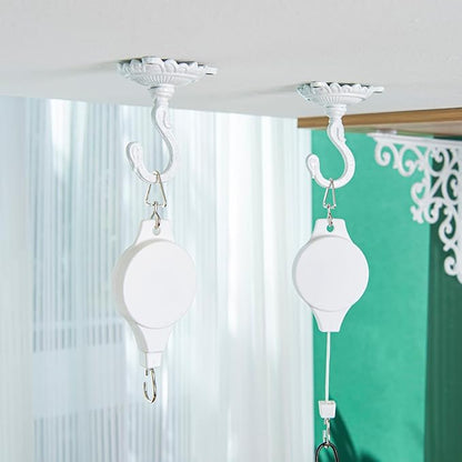 Sungmor Heavy Duty Ceiling Hooks - 3PC White Cast Iron Antique Decorative Hooks for Hanging Plants, Planters, Wind Chimes, Lanterns