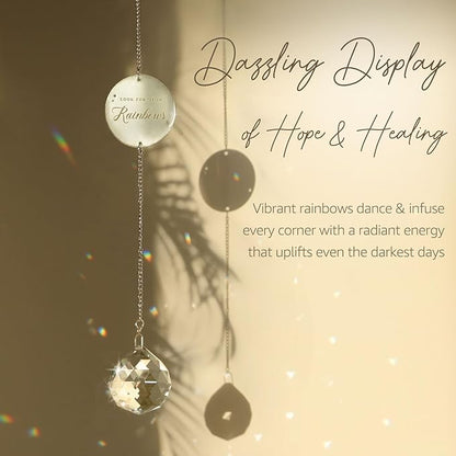 Memorial Gifts for Loss of Loved One, Unique Sympathy Idea, Clear Crystal Ball Grief Suncatcher, Rainbow Bereavement Box for Mom Dad Husband Son Daughter