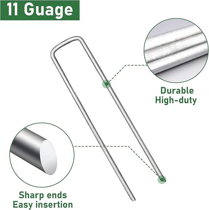 50 Pack 6 Inch 11 Gauge Garden Stakes Yard Stakes for Christmas Garden Decoration, Hot-dip Galvanized Stakes