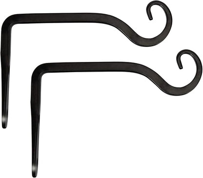 Mkono Hanging Plant Bracket 6 inch Metal Wall Plant Hook Decorative Plant Hanger for Bird Feeders, Planters, Lanterns, Wind Chimes, Home Decor Indoor Outdoor 2 Pack, Black