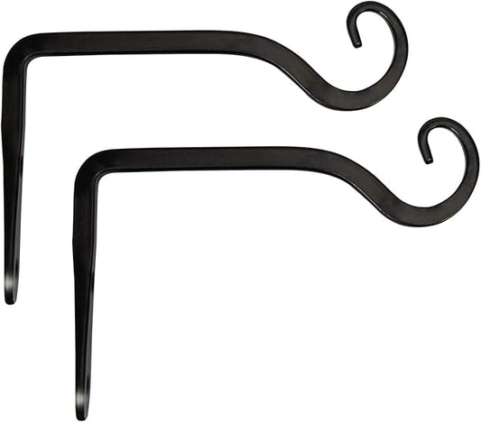 Mkono Hanging Plant Bracket 6 inch Metal Wall Plant Hook Decorative Plant Hanger for Bird Feeders, Planters, Lanterns, Wind Chimes, Home Decor Indoor Outdoor 2 Pack, Black