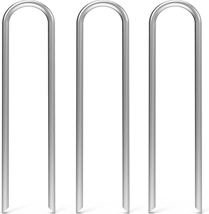 MySit 24 Pack 6 Inch Garden Stakes Heavy Duty 11 Gauge Galvanized Yard Staples U Pegs Fences Drip Irrigation Securing Stakes Loop Stake for Anchoring Lawn Drippers Soaker Hose