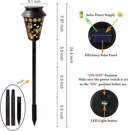 Solar Pathway Lights Outdoor Waterproof, Metal Copper Butterfly Lantern for Yard, Garden, Walkway, Patio Decor and More, Ideal Landscape Lighting Gift for Women, Mom, Grandma