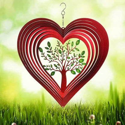 Heart Wind Spinners for Yard and Garden, Metal Ornaments for Garden Décor, Outdoor Wind Spinner, Heart Décor Gifts, Outdoor Garden Decoration, 12 inch Heart Wall Décor by ISEO