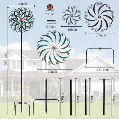 VEWOGARDEN 20" Dia Large Wind Spinner, Outdoor Metal Windmill Spinner - Yard Art Spinner Wind Catchers Sculpture for Patio, Lawn & Garden Decor