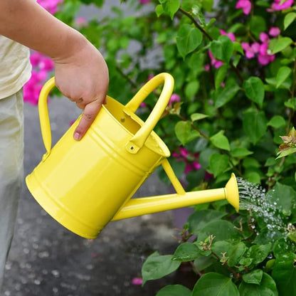Metal Watering Can for Outdoor and Indoor Plants, Watering Can Decor, 1 Gallon (Yellow)