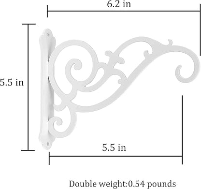 YOYOSO Sunshine Iron Hanging Planter Bracket, 2 Pcs 6-Inch Wall Hooks for Hanging Birds Feeders, Latern, Wind Chimes, Coat, Decorative Indoor Outdoor (Screws Included, White)