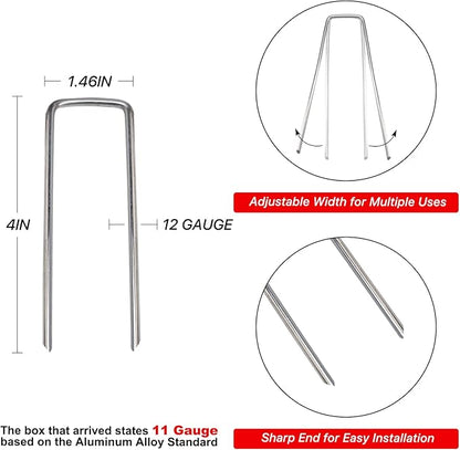4 Inch 200 Pack Landscape Staples Galvanized Garden Stakes Anti-Rust Landscape Pins for Weed Barrier Fabric, Artificial Turf and Landscape Fabric