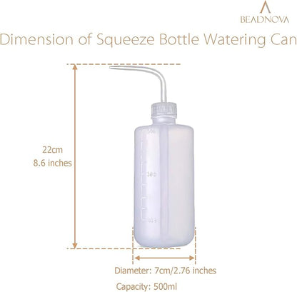 BEADNOVA Irrigation Bottle 500ml 17oz Indoor Plant Watering Can Water Squirt Bottle Plastic Rinse Bottle for Eyelash Extensions Eye Wash Tattoo Lab (3pcs)