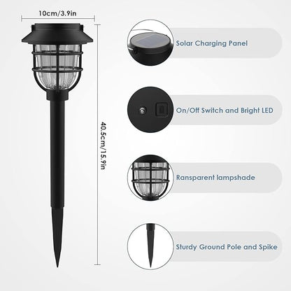 6 Pack Solar Pathway Lights Outdoor - Bright Solar Powered Garden Lights with Warm White LED, Auto On/Off Waterproof Path Lights Decorative, Landscape Lighting for Yard Patio Walkway Driveway