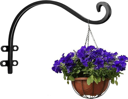 4 Pack Heavy Duty Plant Hanger Bracket, 12Inch Hanging Brackets for Plants Outdoor and Indoor, 80lbs Holding Capacity Metal Plant Wall Hooks, Black Hanging Plant Brackets for Flower Wind Bird Feeder