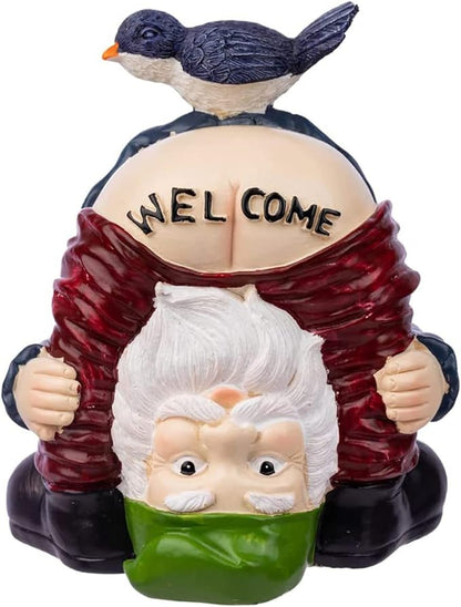 Garden Gnomes Outdoor Funny Welcome Gnomes Outdoor Statue Garden Gnome Figurine for Lawn Patio Yard Decoration Christmas Garden Gifts