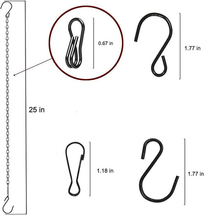 15 Pack 25" BLK Storagehook Black Hanging Chains with Hooks for Hanging Bird Feeders Planters Baskets Billboards Lanterns Wind Chimes Ornaments