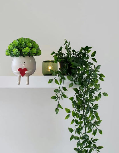 Face Planter Pots Head Cute Resin Cactus for Indoor and Outdoor Face Vase Home Decor Bookshelf Decor Unique Loving Heart Succulent Pots