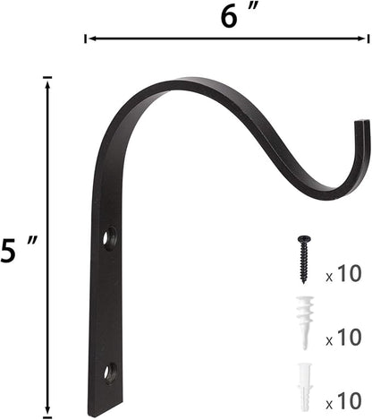 Mkono 4 Pack Iron Wall Hooks for Hanging Plant Lanterns, Plant Hanger Fence Metal Bracket for Bird Feeders, Wind Chimes, Mason Jar Sconces, Light Outdoor Indoor Rustic Home Decor, 6 Inch
