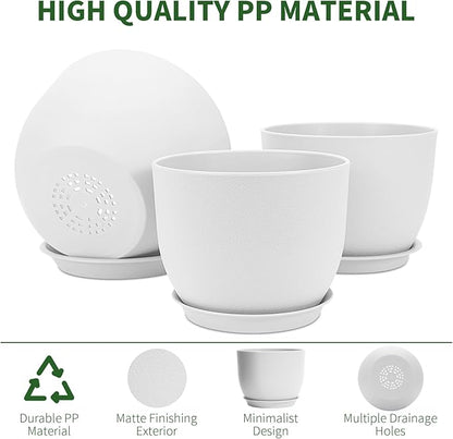 GARDIFE 12/10/9 inch Plant pots, Large planters for Indoor Plants, Flower pots, White