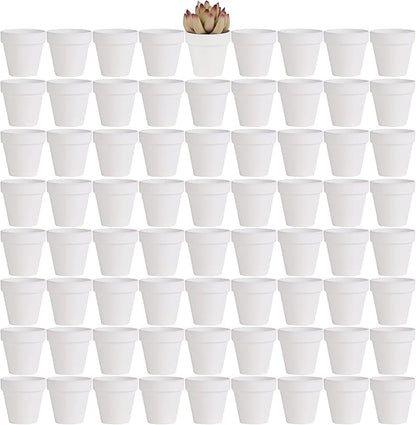 Yishang 72 pcs Small Mini White Clay Pots, 2.5'' Terracotta Pot Clay Ceramic Pottery Planter,Cactus Flower Terra Cotta Pots,Succulents Nursery Pots,with Drainage Hole,Great for Crafts,Wedding Favor