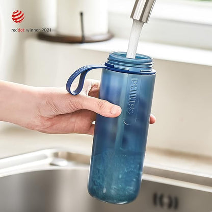 PHILIPS Water GoZero Active BPA-Free Water Bottle with Adventure River/Lake/Spring Water Filter for Hiking, Camping & Fitness Tap Water Filter for Gym, Sport Squeeze Bottle, Lightweight, Grey, 20 oz