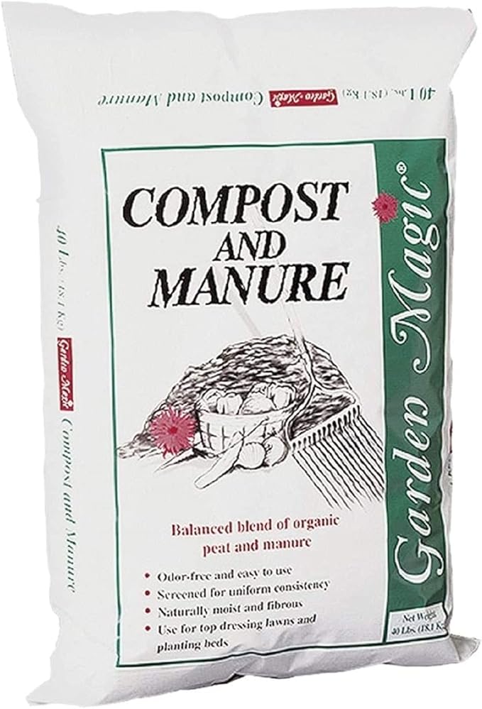 Compost and Manure Blend for Fertilizing Potting Soil Amendment in Planters, Raised Beds, and More, 40 Pound Bag, 4 Pack