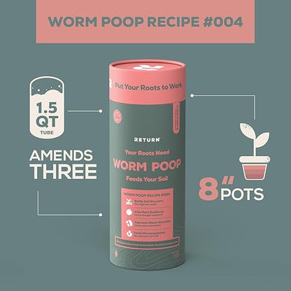 Worm Poop Recipe #004—1.5 qt—Earthworm castings Organic Matter Fertilizer Amendment— Eco-Friendly & Odor-Free Worm castings—for Indoor & Outdoor Plants, Vegetable Gardens, Lawns.