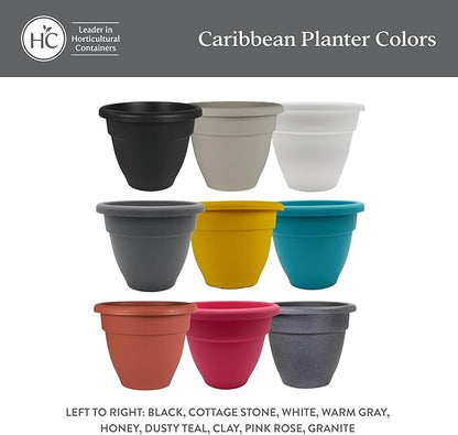 The HC Companies Caribbean Planter Pot - Outdoor & Indoor Plant Pot with Drainage Hole & Plug - Rolled Rim Plastic Pots for Plants & Flowers - Decorative Plant Pot (6" Clay, Pack of 4)